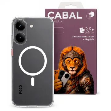 Противоударная накладка Cabal Premium Clear Case c MagSafe для ПОКО X8 Pro прозрачная