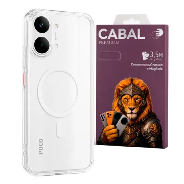 Противоударная накладка Cabal Premium Clear Case c MagSafe для Poco X8 Pro Max прозрачная
