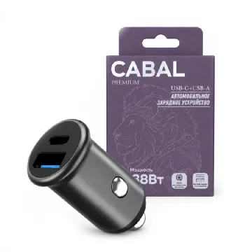 Автомобильное зарядное устройство Cabal Premium (USB/Type-C) CP-CCH-383 38W PD + QC3.0 черная