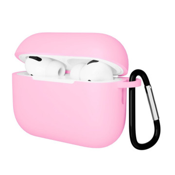 Чехол Gurdini с карабином, покрытие софт-тач для Airpods Pro 3 (Розовый)