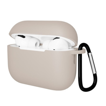 Чехол Gurdini с карабином, покрытие софт-тач для Airpods Pro 3 (Бежевый)
