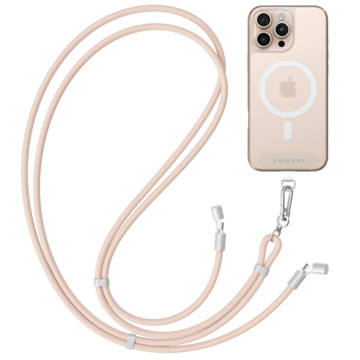 Кабель-ремешок Satechi OntheGo Crossbody Lanyard 60 Вт, 1.5м (Пыльно-розовый)
