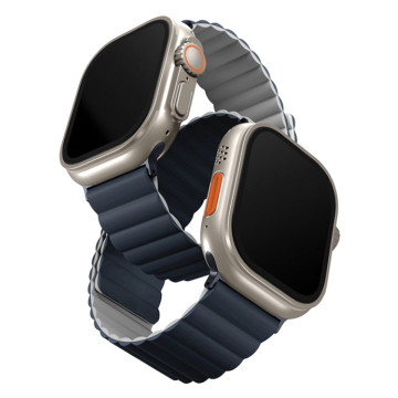 Ремешок Uniq Revix для Apple Watch 44/45/46/49 мм двусторонний магнитный (Синий/Серый)