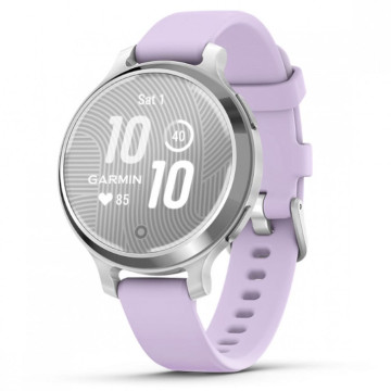 Умные часы Garmin LILY 2 Active 38 мм, корпус: серебристый (Silver), с фиолетовым силиконовым ремешком (Purple Jasmine Silicone Band)