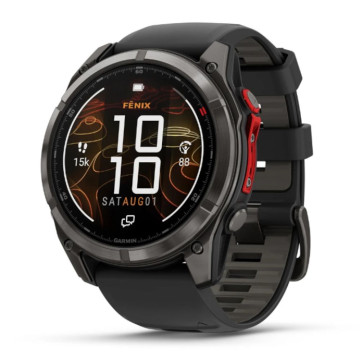 Умные часы Garmin Fenix 8 Pro 51 мм MicroLED Sapphire корпус: угольно-серый (Carbon Gray Titanium), DLC-покрытие, с черно-серым силиконовым ремешком