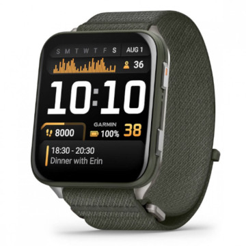 Умные часы Garmin VENU X1 46 мм, корпус: мох (Moss), с оливковым нейлоновым ремешком