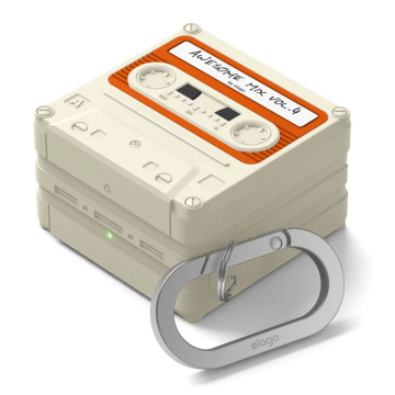 Чехол Elago для Galaxy Buds 4/4 Pro Unique Cassette с карабином (Белый/Красный)