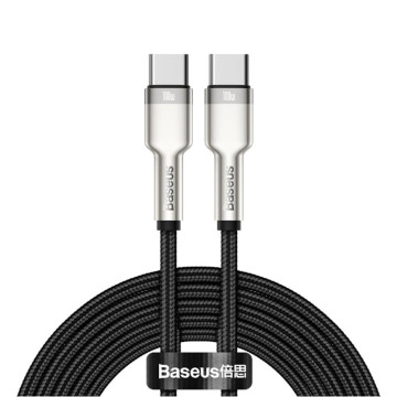 Кабель Baseus Cafule USB-C - USB-C 100 Вт, 2 м металлический (Черный)