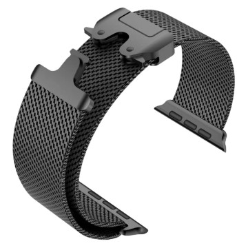 Ремешок металлический для Apple Watch 38/40/41/42 мм миланский сетчатый (Черный Титан)