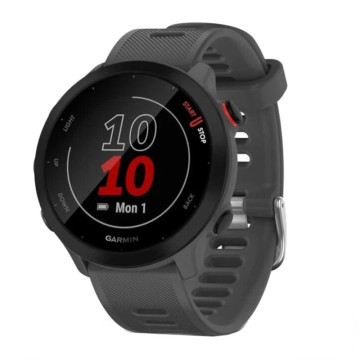 Умные часы Garmin FORERUNNER 55 42 мм, корпус: черный, с серым силиконовым ремешком (Monterra Grey)