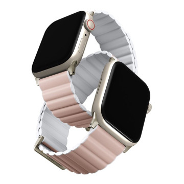 Ремешок Uniq Revix для Apple Watch 38/40/41/42 мм двусторонний магнитный (Розовый/Белый)