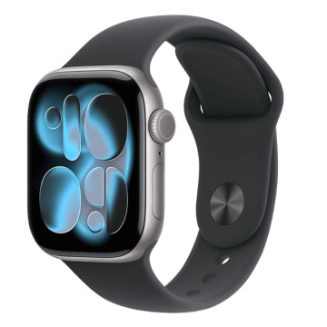Часы Apple Watch Series 11 42 мм, корпус алюминий серый космос (Space Grey Aluminium), ремешок Sport Band, цвет: черный (Black), размер: M/L