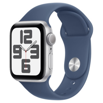 Часы Apple Watch SE 2 (2024) 40 мм, корпус алюминий серебристый (Silver Aluminium), ремешок Sport Band, цвет: деним (Denim), размер: M/L