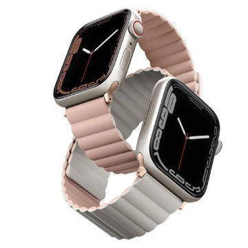Ремешок Uniq Revix для Apple Watch 42/41/40/38 мм двусторонний магнитный (Розовый/Бежевый)