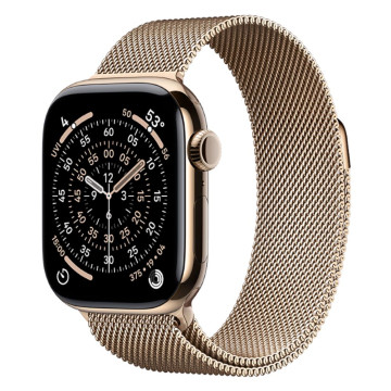 Часы Apple Watch Series 11 42 мм, корпус титан золотой (Gold Titanium), миланский сетчатый браслет, цвет: золотой (Gold)