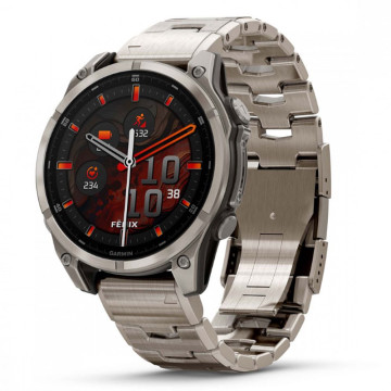 Умные часы Garmin Fenix 8 47 мм AMOLED Sapphire, корпус: светло-серый (Titanium), с титановым и графитовым силиконовым ремешком