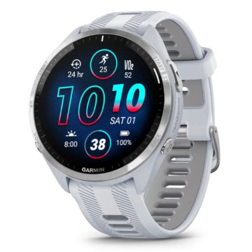 Умные часы Garmin FORERUNNER 965 47 мм AMOLED, корпус: белый, с белым силиконовым ремешком (White)