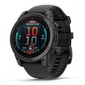 Умные часы Garmin Fenix E 47 мм, AMOLED, корпус: серый (Gray), с черным силиконовым ремешком