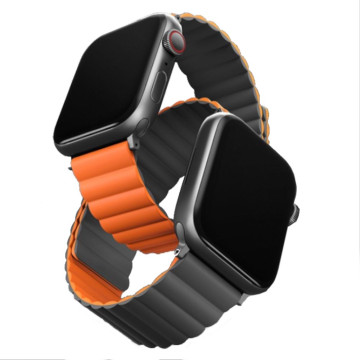 Ремешок Uniq Revix для Apple Watch 44/45/46/49 мм двусторонний магнитный (Серый/Оранжевый)