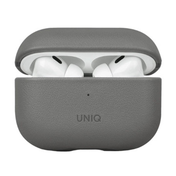 Чехол Uniq Lydes DSдля Airpods Pro 2, кожаный (Серый/Черный)