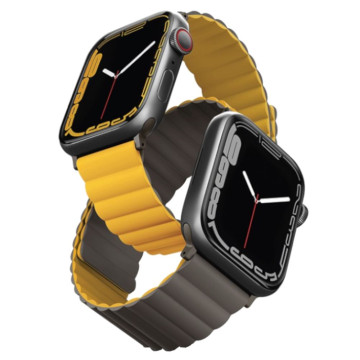 Ремешок Uniq Revix для Apple Watch 44/45/46/49 мм двусторонний магнитный (Горчичный/хаки)
