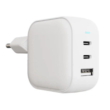 Сетевое зарядное устройство VLP G-Charge, 2xUSB-С+USB-A, PD, QC, 65 Вт (Белое)