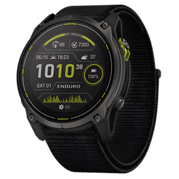 Умные часы Garmin Enduro 3 51 мм Solar Sapphire Titanium, корпус: карбоново-серый (Carbon Gray), DLC-покрытие, с черным нейлоновым ремешком