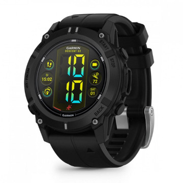 Умные часы Garmin Descent G2, 45.5 мм, корпус: черный (Black), с черным силиконовым ремешком (Black)