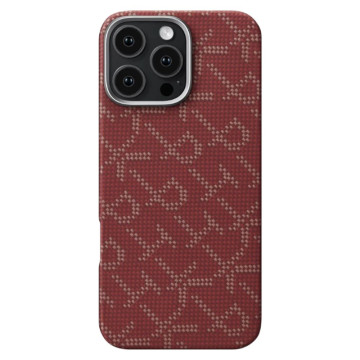 Чехол Pitaka Tactile Woven Monogram Case для iPhone 16 Pro Max (Красный/золотой)