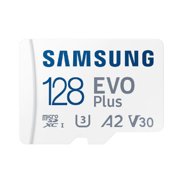 Карта памяти Samsung microSDXC 128 ГБ Evo Plus, Class 10 UHS-I U3 + SD переходник
