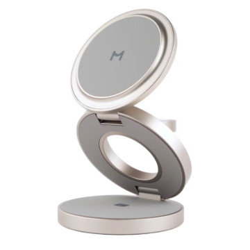 Беспроводное зарядное устройство Magssory Disc Signature 3-в-1 для Apple, с поддержкой MagSafe (Титан)