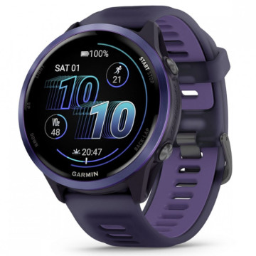 Умные часы Garmin FORERUNNER 570 47 мм, корпус: индиго (Indigo), с силиконовым ремешком пурпурный/индиго