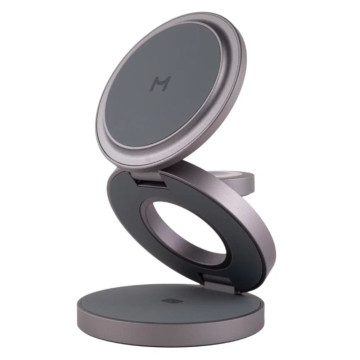 Беспроводное зарядное устройство Magssory Disc Signature 3-в-1 для Apple, с поддержкой MagSafe (Графит)