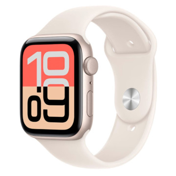 Часы Apple Watch SE 3 44 мм, корпус алюминий сияющая звезда (Starlight Aluminium), ремешок Sport Band, цвет: сияющая звезда, размер: M/L