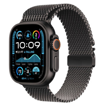 Ремешок металлический для Apple Watch 44/45/46/49 мм миланский сетчатый (Черный Титан)