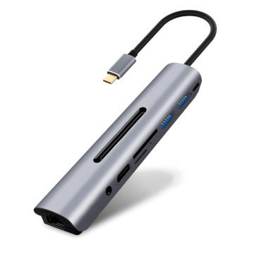 Переходник iNeez USB-C 8-в-1 PD/HDMI/2xUSB3.0/SD.TF/Ethernet (Графит)