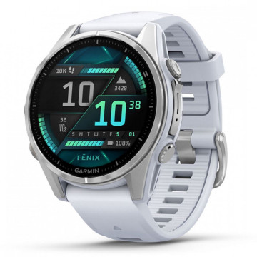 Умные часы Garmin Fenix 8 43 мм, AMOLED, корпус: серебристый (Silver), с белым силиконовым ремешком (Whitestone Silicone Band)
