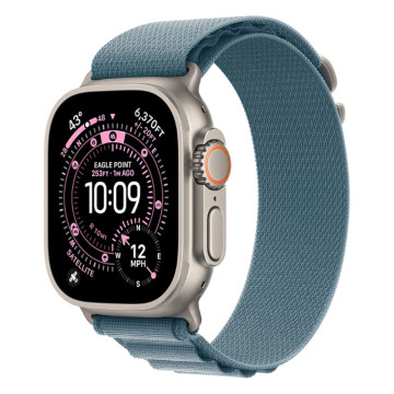 Часы Apple Watch Ultra 3 GPS 49 мм, корпус натуральный титан (Natural Titanium), ремешок Alpine, цвет: светло-синий (Light Blue), размер: L