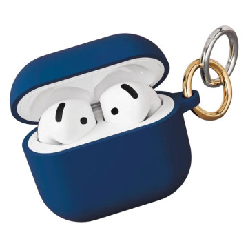 Чехол силиконовый VLP Soft Touch для AirPods 4, с кольцом (Темно-синий)