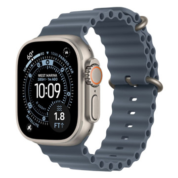Часы Apple Watch Ultra 3 GPS 49 мм, корпус натуральный титан (Natural Titanium), ремешок Ocean, цвет: якорный синий (Anchor Blue)