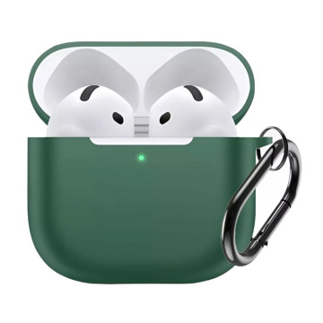 Чехол силиконовый для наушников Apple AirPods 4 с карабином (Сосновый лес)