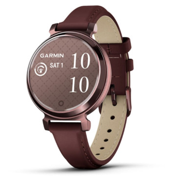 Умные часы Garmin LILY 2 Classic 35 мм, корпус: темно-бронзовый (Dark Bronze), с ежевичным кожаным ремешком (Mulberry Leather Band)