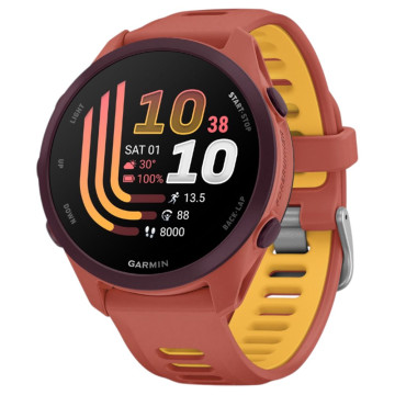Умные часы Garmin FORERUNNER 170 Music 43 мм, корпус: красно-розовый (Red Pink), с манговым ремешком (Mango)