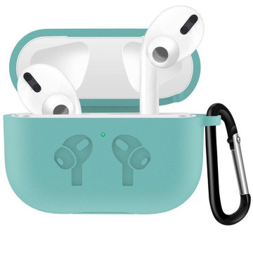 Чехол силиконовый для наушников Apple AirPods Pro с карабином (Мятный)