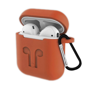 Чехол для Apple AirPods 2 силиконовый с карабином (Оранжевый)