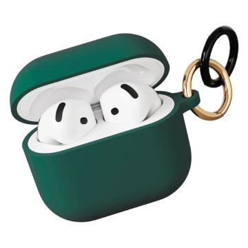Чехол силиконовый VLP Soft Touch для AirPods 4, с кольцом (Темно-зеленый)