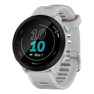 Умные часы Garmin FORERUNNER 55 42 мм, корпус: белый, с белым силиконовым ремешком (White)