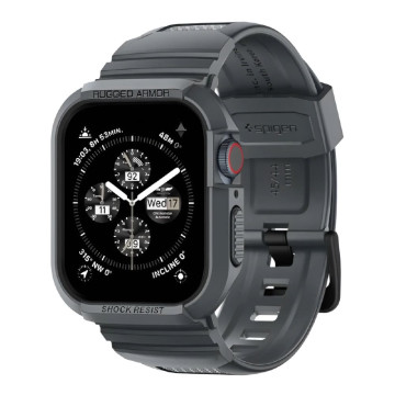 Ремешок и защитный чехол Spigen для Apple Watch 45мм (Темно-серый)