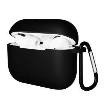 Чехол Gurdini с карабином, покрытие софт-тач для Airpods Pro 3 (Черный)