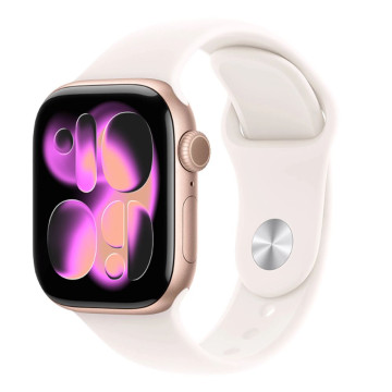 Часы Apple Watch Series 11 42 мм, корпус алюминий розовое золото (Aluminium), ремешок Sport Band, цвет: светлый румянец (Light Blush), размер: S/M